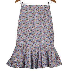 J.Crew LIBERTY Fabric Trumpet Skirt Women’s SZ 00 Multicolor Ditzy Floral EUC